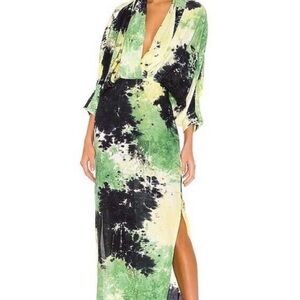 S/W/F Green and Black Tie-Dye Maxi Dress SWF SIZE S